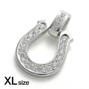 Extra Large Lux Horseshoe Pendant - Silver w/LG Diamond