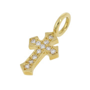 Little Cross Charm - K18Yellow Gold w/Diamond