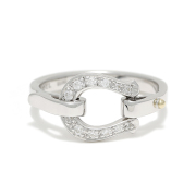 Horseshoe Band Ring - Silver w/CZ
