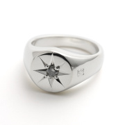 Oval Signature Ring - Silver w/Ash Diamond