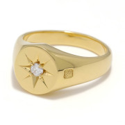 Oval Signature Ring - K18Yellow Gold w/Diamond