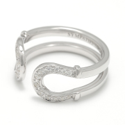 Double Horseshoe Ring - Silver w/CZ