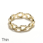Thin Horseshoe Link Ring - K18Yellow Gold