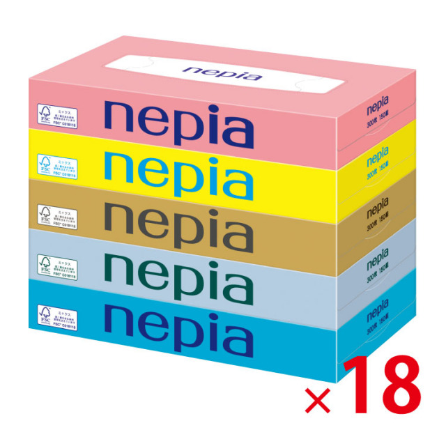 【送料無料（北海道・沖縄除く）】ネピアボックスティッシュ150W5個パック_18個セット <dh-18060>