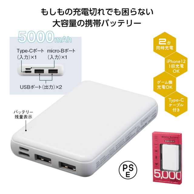 【送料無料（北海道・沖縄・離島除く）・代引き不可】モバイル充電器　５０００ｍＡｈ 40個セット 1個あたり980円（税抜） <sp-35573>