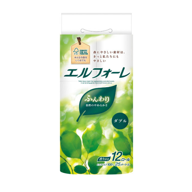 【送料無料（北海道・沖縄・離島除く）・代引き不可】エルフォーレ　トイレットティシュー１２ロール　ダブル 6個セット 1個あたり528円（税抜） <sp-36645DL>