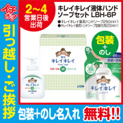 [引っ越し 挨拶 ギフト 粗品 品物]ライオンキレイキレイ液体ハンドソープLBH-6P本体詰替えセット（包装+のし）[御礼 工事 挨拶まわり 初盆 お返し] <dh-11838-3>