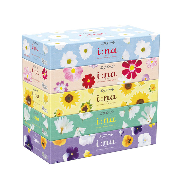 【送料無料（北海道・沖縄・離島除く）・代引き不可】エリエールｉ：ｎａ（イーナ）ティシュー１５０Ｗ５個組_12個セット_1個あたり418円（税抜） <sp-36643>