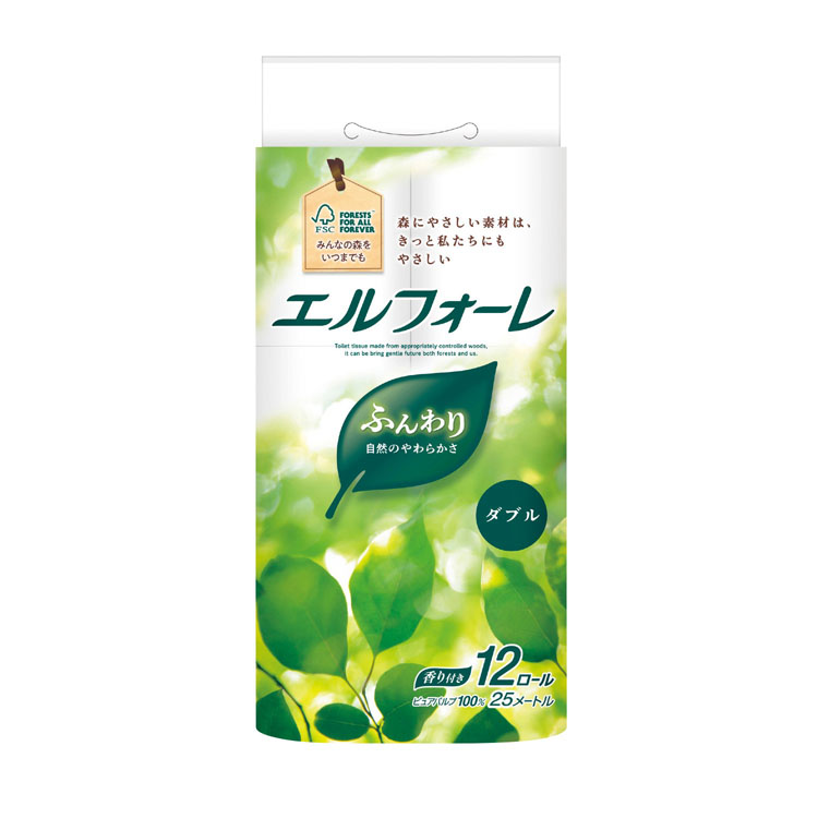 【送料無料（北海道・沖縄・離島除く）・代引き不可】エルフォーレ　トイレットティシュー１２ロール　ダブル 6個セット 1個あたり528円（税抜） <sp-36645DL>