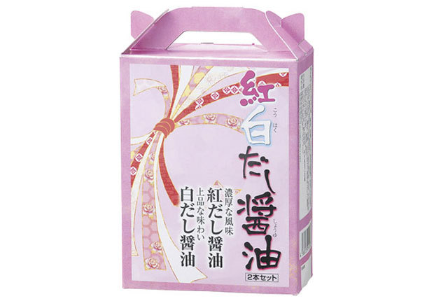 粗品・景品・ノベルティ・記念品の粗品屋本舗　紅白だし醤油二本セット・化粧箱
