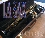 LA SAX　ソプラノサックス　ブラック＆ゴールドラッカー  ネック2本