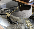 風雅オリジナル BIRD SAX STRAP  グレー牛革型押し 黒紐
