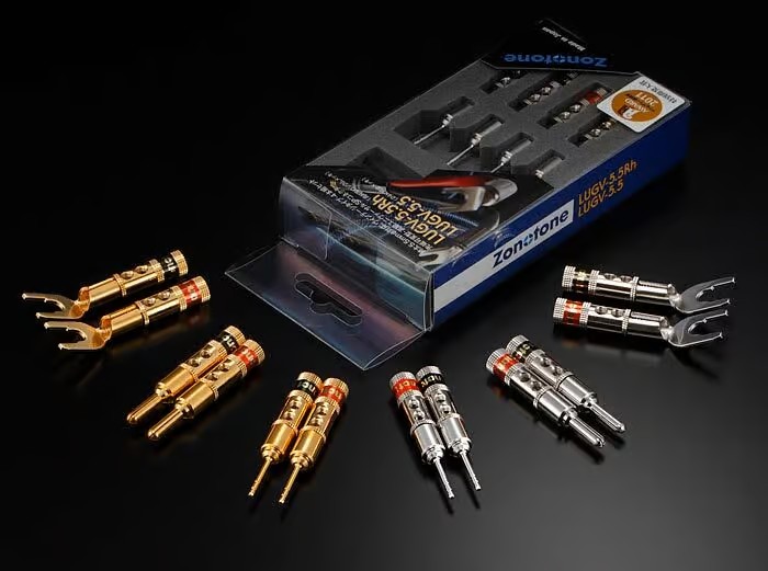 ZONOTONE ゾノトーン LUG-5.5シリーズ LUGB-5.5Rh  ロジウムメッキ・バナナプラグ（ベース付・4本組）日本製