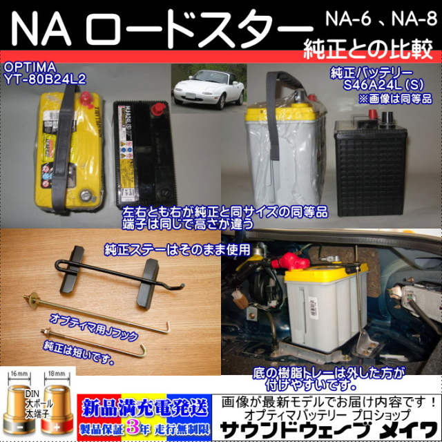 NA　ロードスター　オプティマバッテリー　YT-80B24L2 / YT R2.1