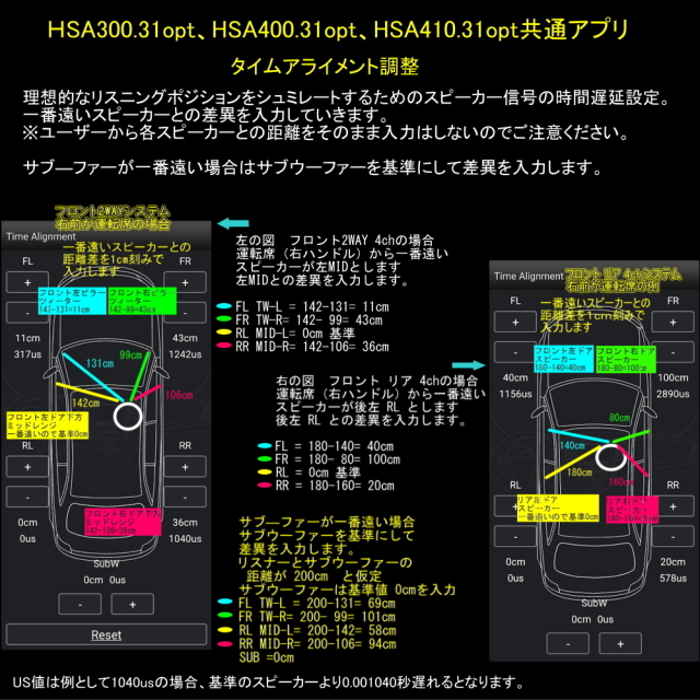 SAIACO サイアコ HSA-300,400.410.31opt アプリ　タイムアライメント調整