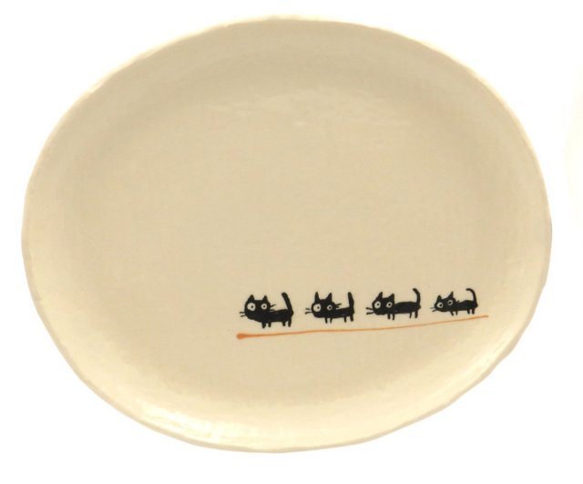 小判皿大（ねこ）/黒ねこオレンジ