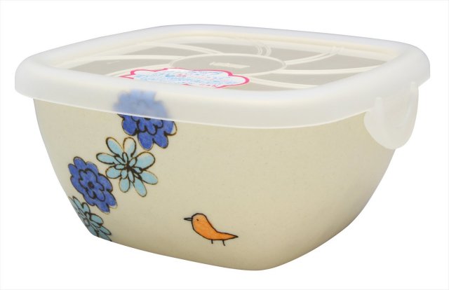 パック小（かわいい）（フルーツと花）/花と鳥ブルー
