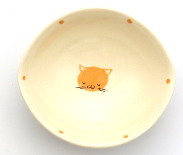楕円鉢小（かわいい）（face）/ねこおやすみ