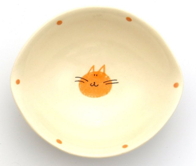 楕円鉢小（かわいい）（face）/ねこむふふ