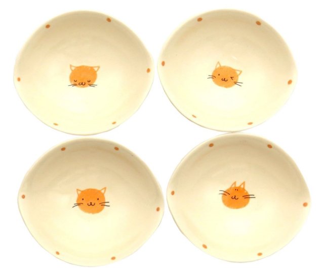 楕円鉢小セット（かわいい）（face）/ねこ4種セット