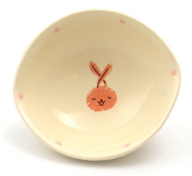 楕円鉢小（かわいい）（face）/うさぎおやすみ