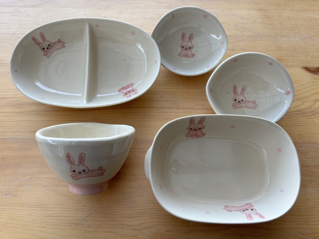 食器セット（かわいい）（名入れ可能）/うさぎ