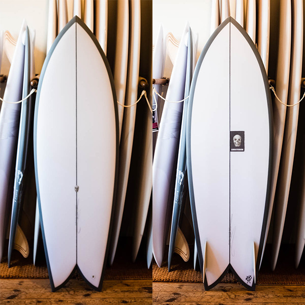 クリステンソン フィッシュ 5'8" ショートボード サーフボード CHRISTENSON SURFBOARDS FISH / デッキ面とボトム面の全体像