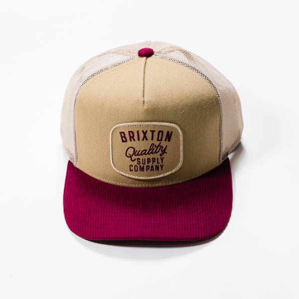 ブリクストン HUBAL C MP TRUCKER HAT トラッカーキャップ ベージュ / 正面 メロウエッジパッチ