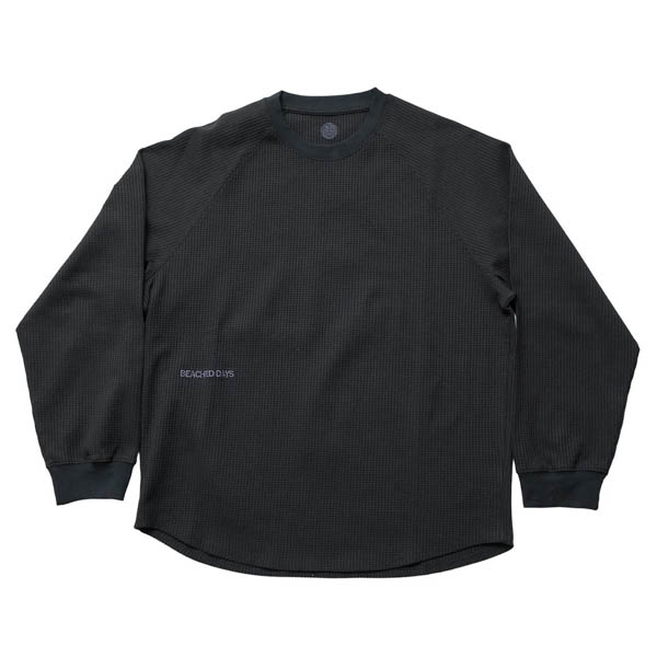ビーチドデイズ ワッフル ロングスリーブTシャツ ブラック / 正面
