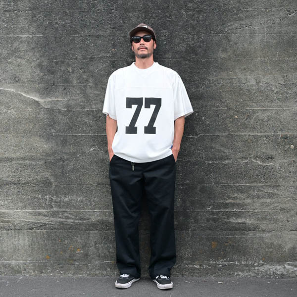 ビーチドデイズ × ブルコ メッシュフットボールTシャツ ホワイト / 着用イメージ