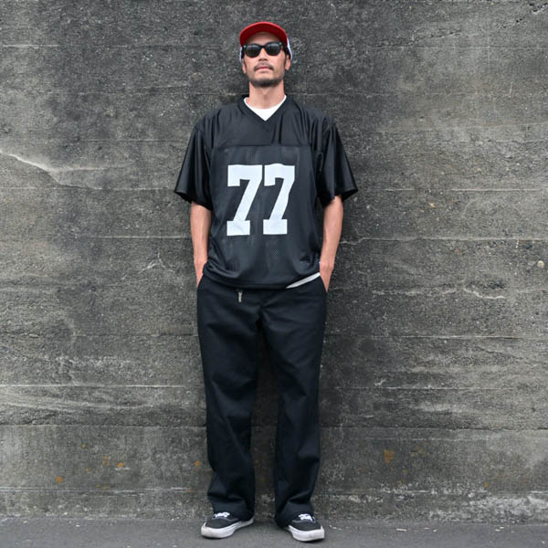 ビーチドデイズ × ブルコ メッシュフットボールTシャツ ブラック / 着用イメージ
