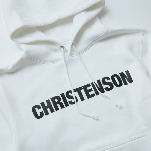 クリステンソン CC LOGO Pullover Hoodie パーカー ホワイト / フロントロゴ・ドローコード ディテール