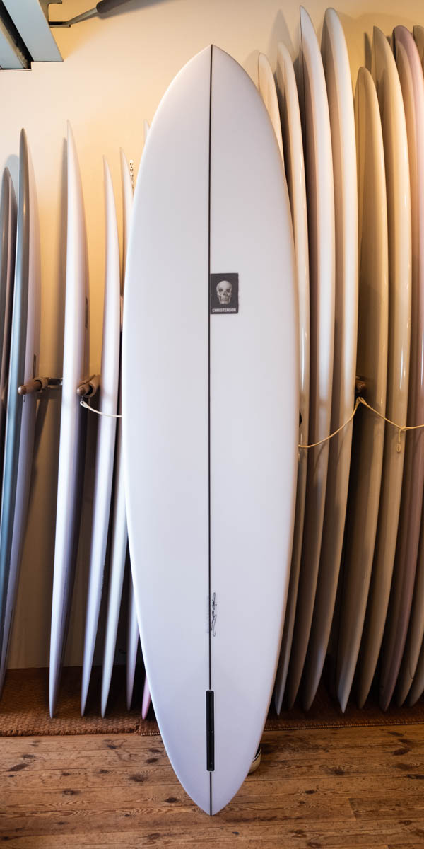 クリステンソン ジャパン C-BUCKET 8'0" CHRISTENSON SURFBOARDS JAPAN / デッキ面全体 スカルロゴエンブレムとシングルフィンボックス
