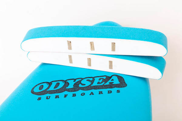 キャッチサーフ オディシー ログ 7'6" / 木製3本ストリンガー構造 レール断面（ODYSEA SURFBOARDS）