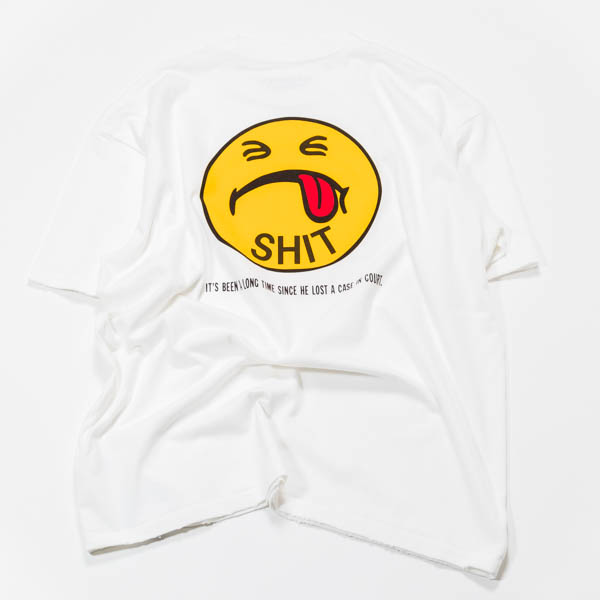 ハンドテックス HANDTEX × SMILE Tee ホワイト / バック SHITプリント 平置き