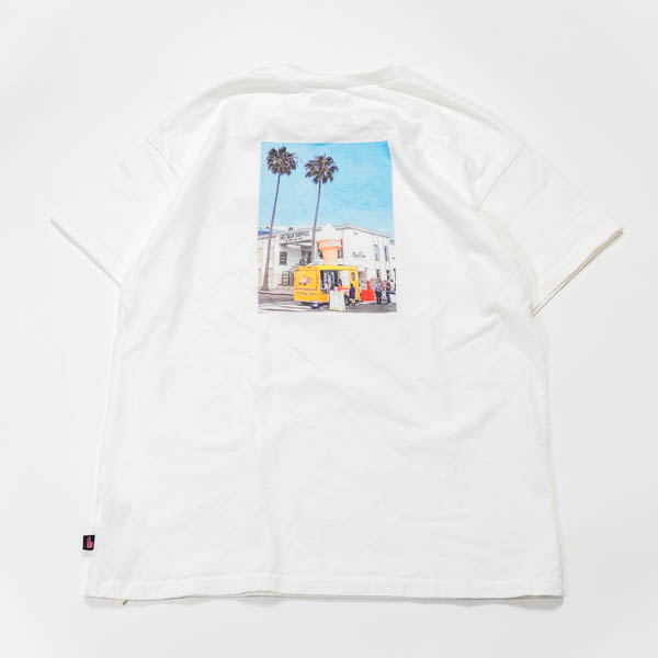 スラッピーサプライ ICE CREAM Tee サーフTシャツ メンズ ホワイト / バック フォトプリント 平置き