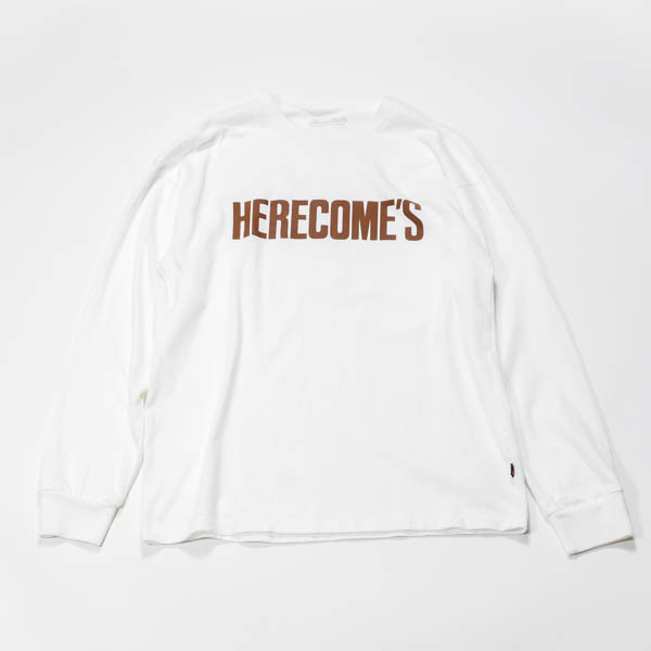 スラッピーサプライ HERECOMES LS TEE 長袖Tシャツ ホワイト / 正面 平置き