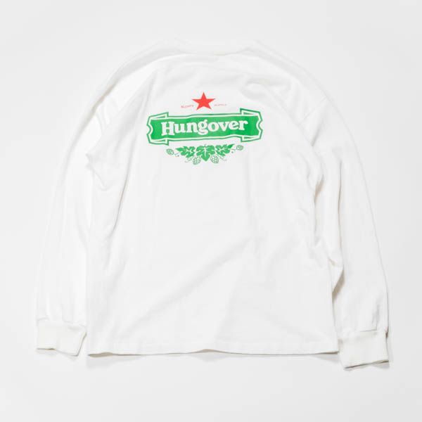 スラッピーサプライ HUNGOVER LS TEE 長袖Tシャツ ホワイト / 背面 ビッグプリント