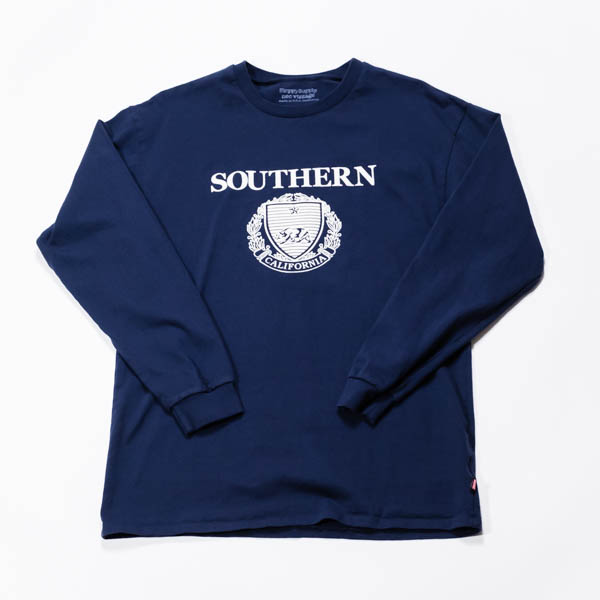 スラッピーサプライ SOUTHERN LS TEE 長袖Tシャツ ネイビー / 正面 平置き