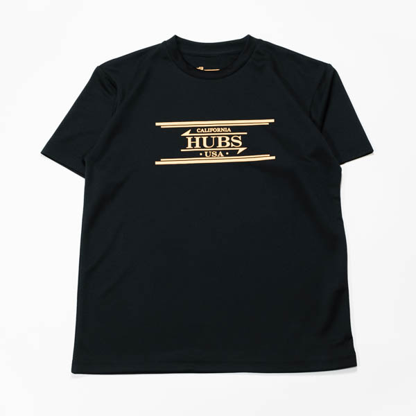 ハブス Sun Guard Tee ラッシュガード ブラック / 正面（CALIFORNIA HUBS USAロゴ）