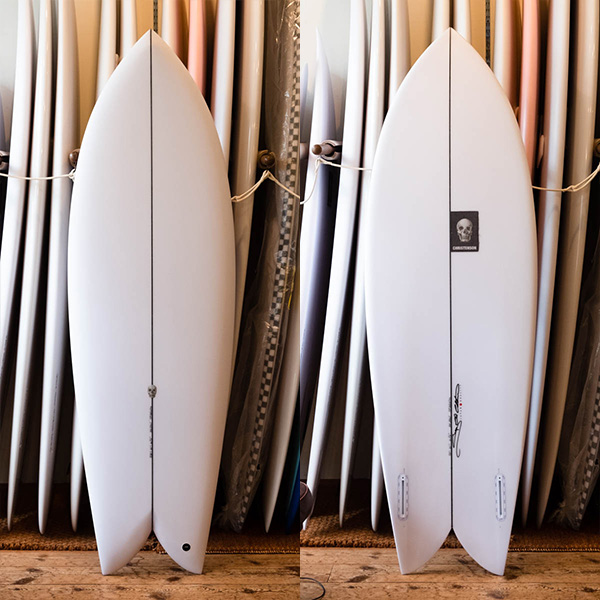 クリステンソン ジャパン フィッシュ 5'8" ツインフィン サーフボード Japan Shape / デッキ面 全体