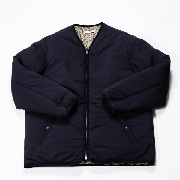 ワックス Reversible Zip Cardigan 中綿カーディガン ブラック / ブラック面 正面