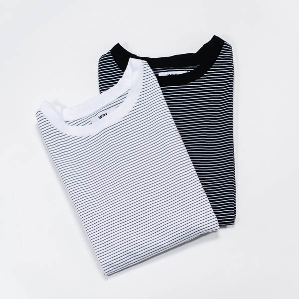 ワックス ピンストライプ カットオフTシャツ ホワイト ブラック / 2カラー比較