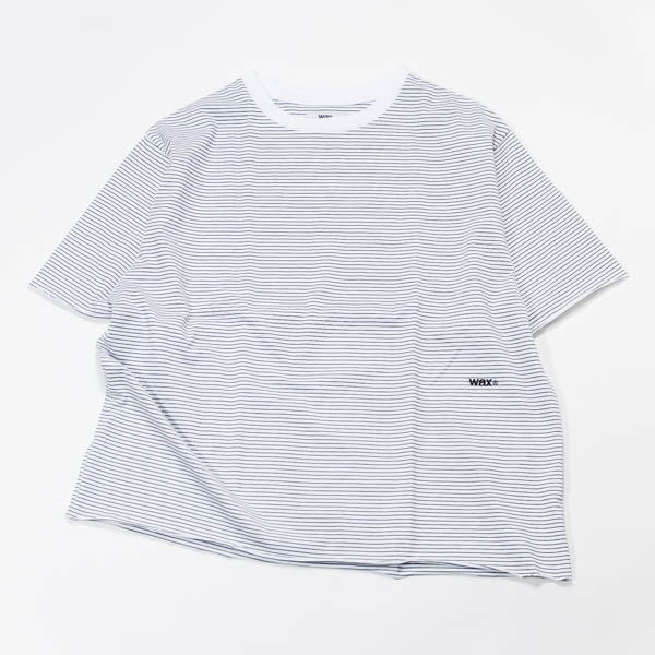 ワックス ピンストライプ カットオフTシャツ ホワイト / 正面