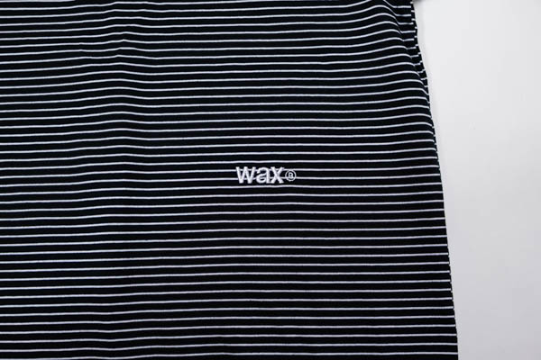 ワックス ピンストライプ カットオフTシャツ / waxロゴ刺繍 ディテール