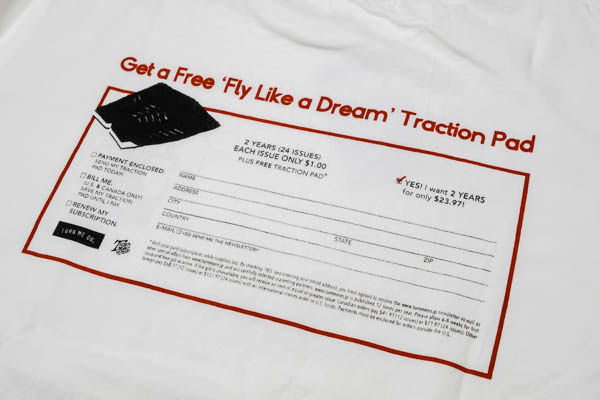 ターンミーオン GET A FREE TEE / バックプリント アップ Get a Free Fly Like a Dream Traction Pad 申込書風デザイン