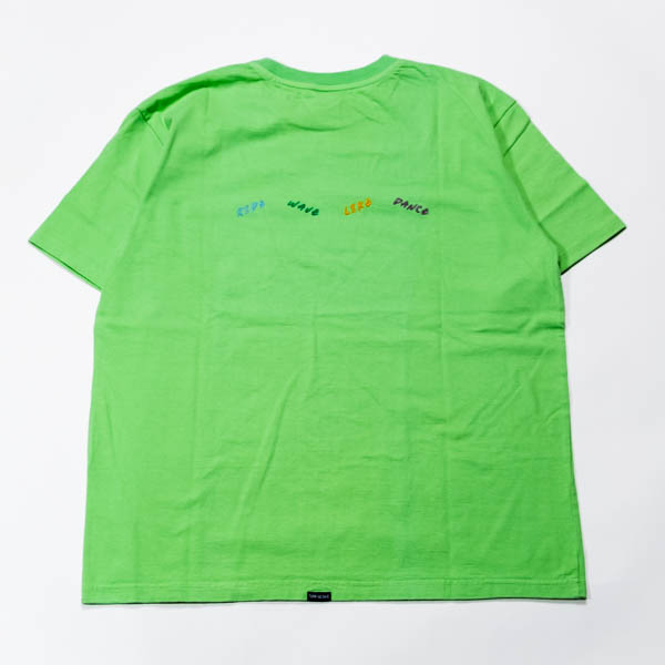 ターンミーオン RIDE WAVE LIKE DANCE TEE グリーン / 背面 マルチカラー刺繍
