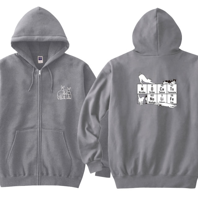 【KEKグッズ】元素ならべ ネコパーカー [グレー]
