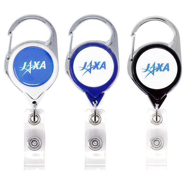 JAXA記念品グッズ新品未開封 JAXAロゴグッズ】JAXAロゴ カラビナリールクリップ カラー[ホワイト