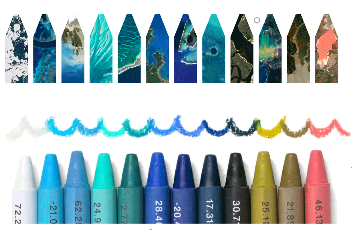 宇宙文具】衛星写真にうつる色から作られた海のクレヨン